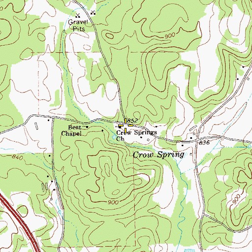 Topographic Map of Crow Springs Church, GA