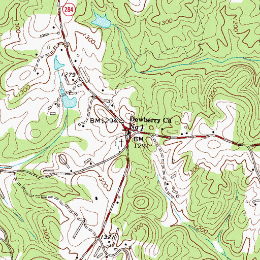 Topographic Map of Dewberry Church Number 1, GA