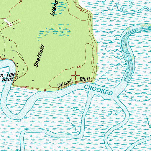 Topographic Map of Drizzell Bluff, GA