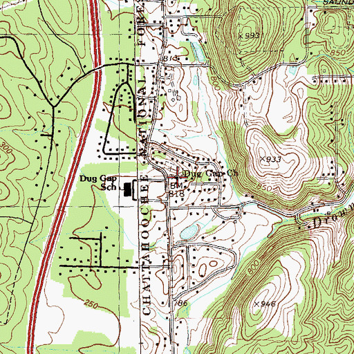 Topographic Map of Dug Gap Church, GA