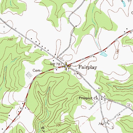 Topographic Map of Fairplay, GA