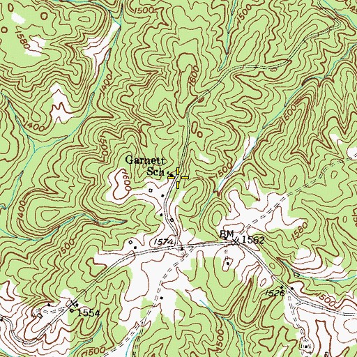 Topographic Map of Garnett School, GA