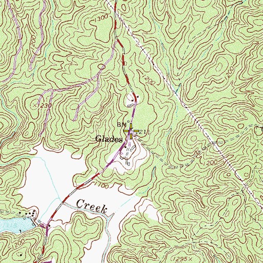 Topographic Map of Glades, GA