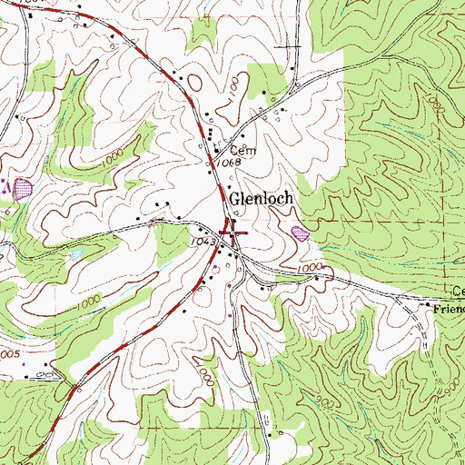 Topographic Map of Glenloch, GA