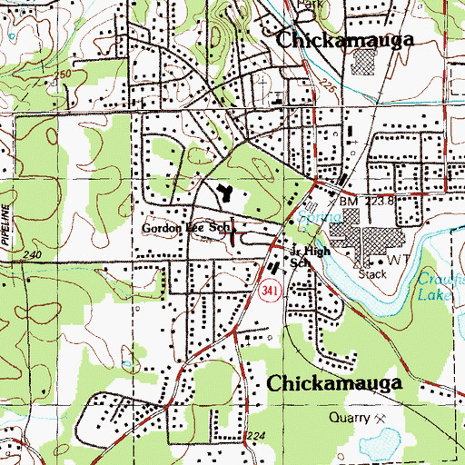 Topographic Map of Gordon Lee High School, GA
