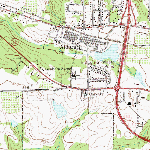 Topographic Map of Graham Street School, GA
