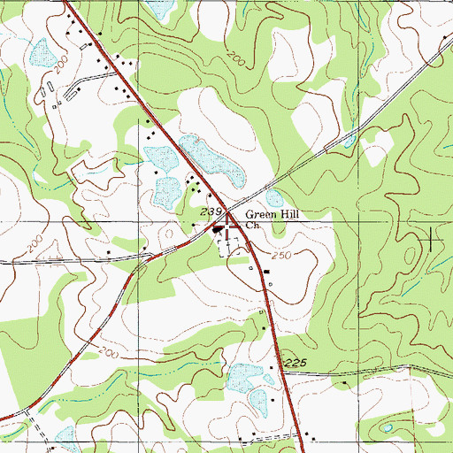 Topographic Map of Green Hill Church, GA