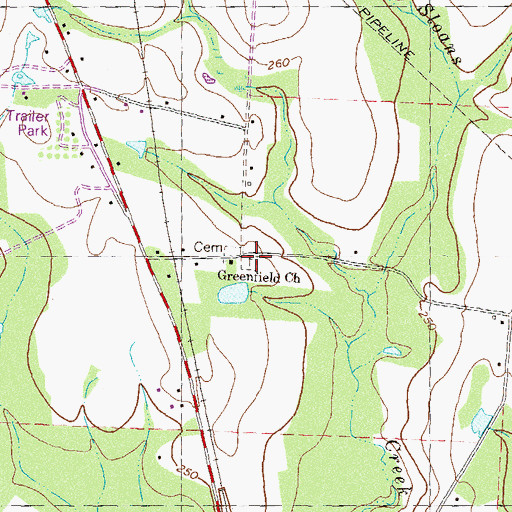 Topographic Map of Greenfield Church, GA