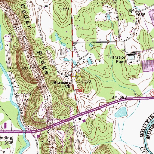 Topographic Map of Harmony Church, GA
