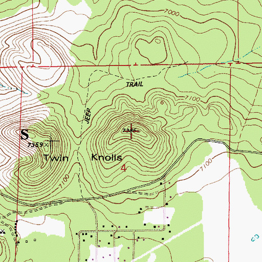 Topographic Map of Twin Knolls, AZ