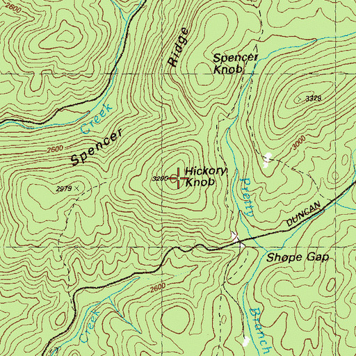 Topographic Map of Hickory Knob, GA