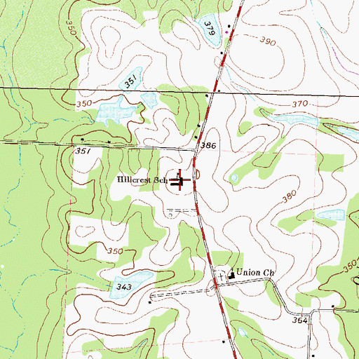 Topographic Map of Hillcrest School, GA