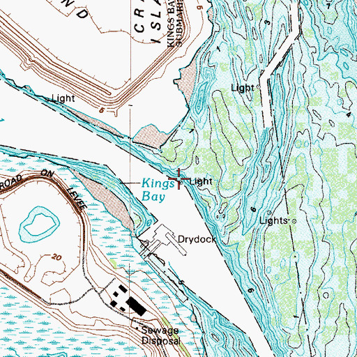 Topographic Map of Kings Bay, GA