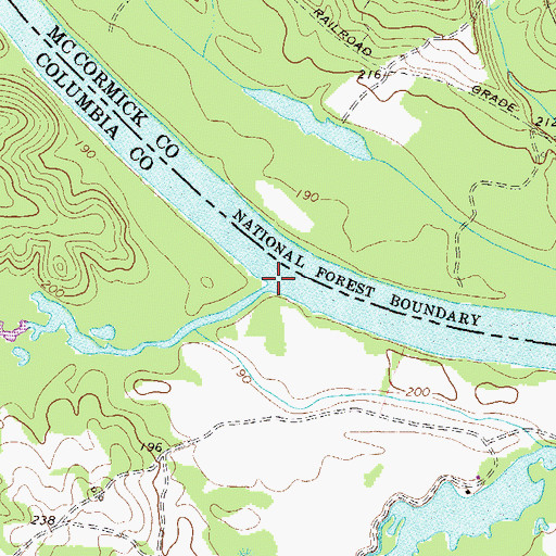 Topographic Map of Kiokee Creek, GA