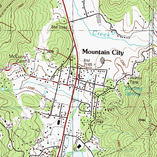 Topographic Map of Mountain City, GA