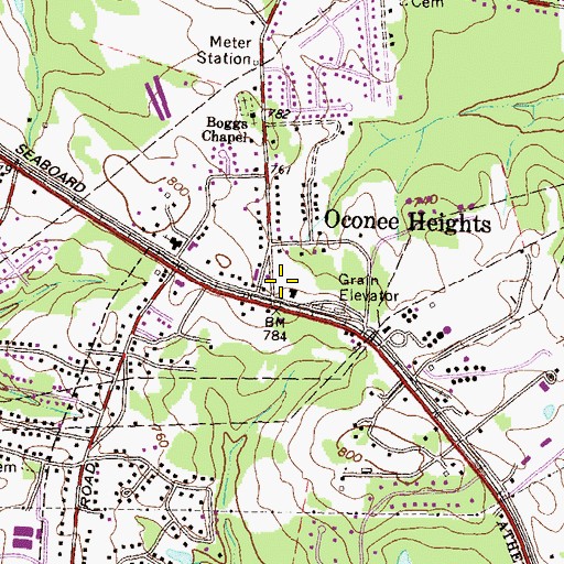 Topographic Map of Oconee Heights, GA