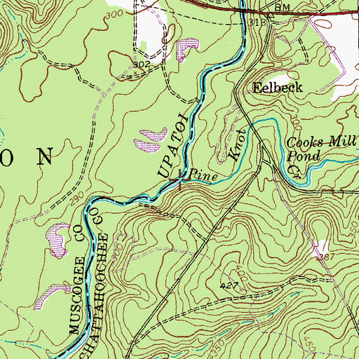 Topographic Map of Pine Knot Creek, GA