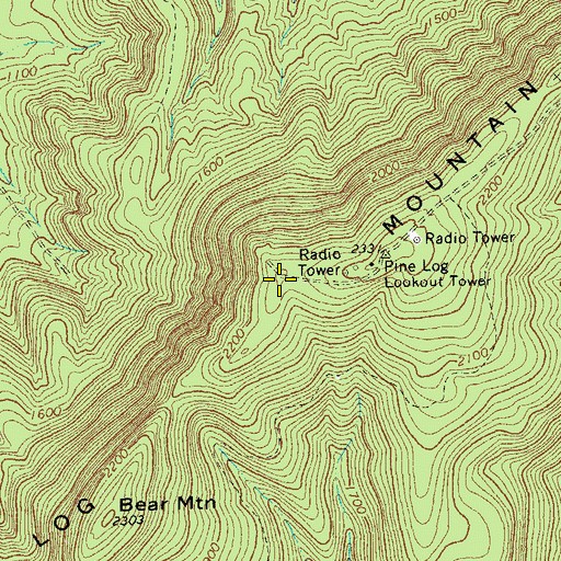 Topographic Map of Pine Log Mountain, GA