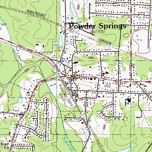 Topographic Map of Powder Springs, GA