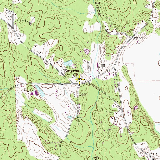Topographic Map of Smyrna Church, GA