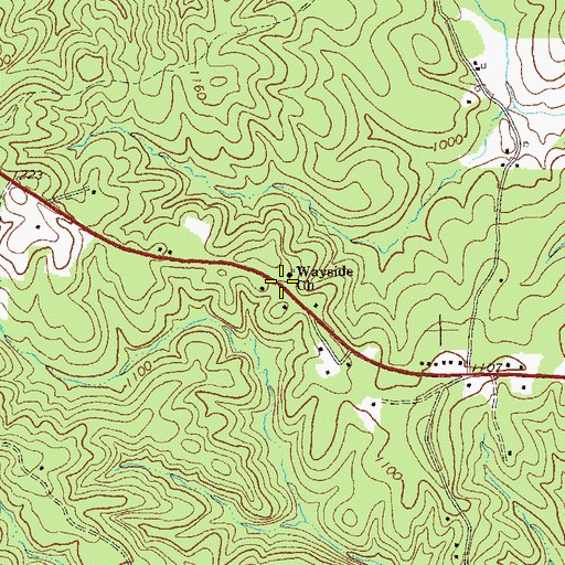 Topographic Map of Wayside Church, GA