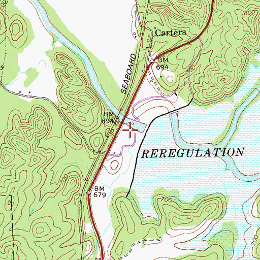 Topographic Map of Reregulation Dam Recreation Area, GA