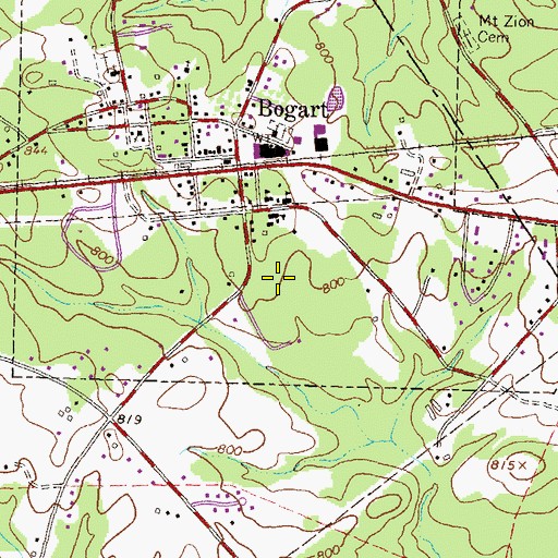 Topographic Map of Bogart Developmental Center, GA