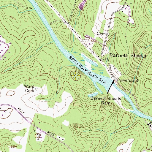 Topographic Map of Coon Mountain, GA