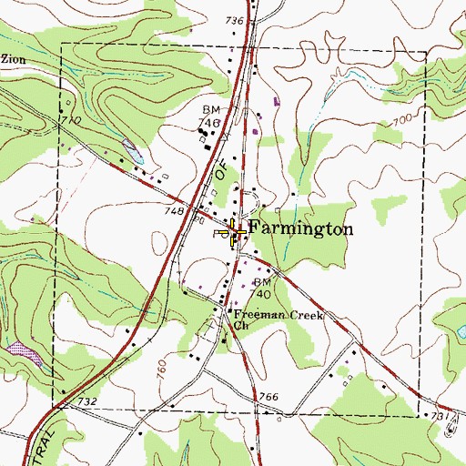 Topographic Map of Farmington Post Office, GA