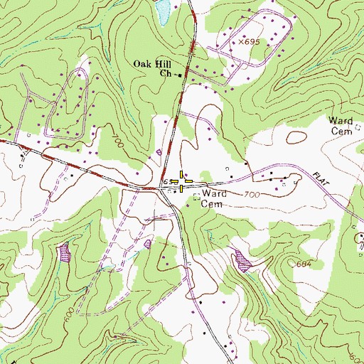Topographic Map of Flat Rock School (historical), GA