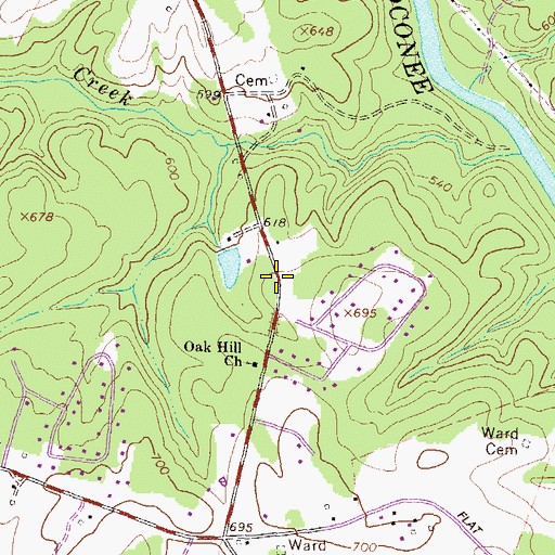 Topographic Map of Oak Point, GA