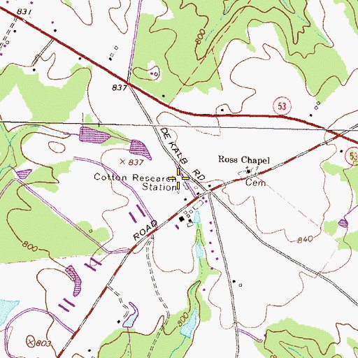 Topographic Map of University of Georgia College of Agriculture Plant Sciences Farm, GA