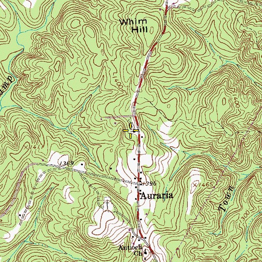 Topographic Map of Auraria Church, GA