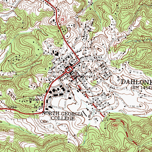 Topographic Map of Dahlonega Baptist Church, GA