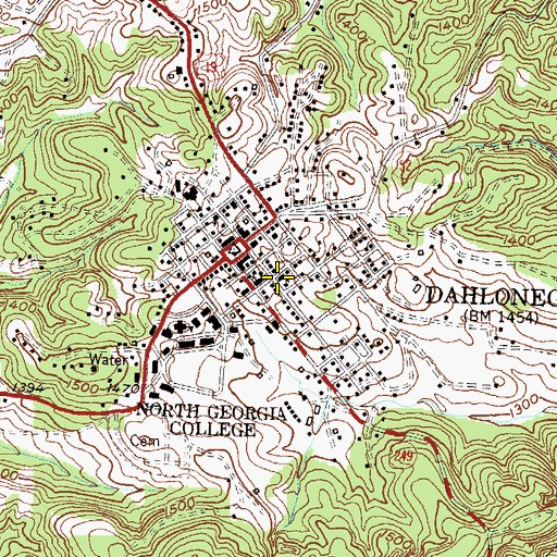 Topographic Map of Dahlonega Methodist Church, GA
