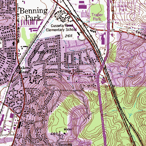Topographic Map of Cusseta Heights, GA