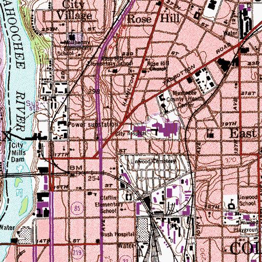 Topographic Map of Doctors Hospital, GA