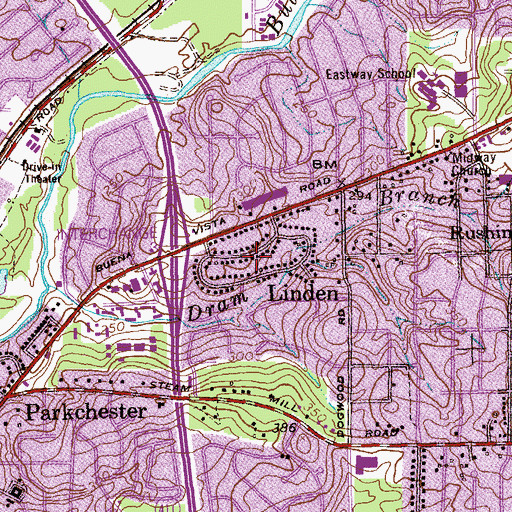 Topographic Map of Merrywood, GA