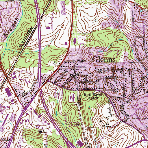 Topographic Map of Ogletree Woods, GA
