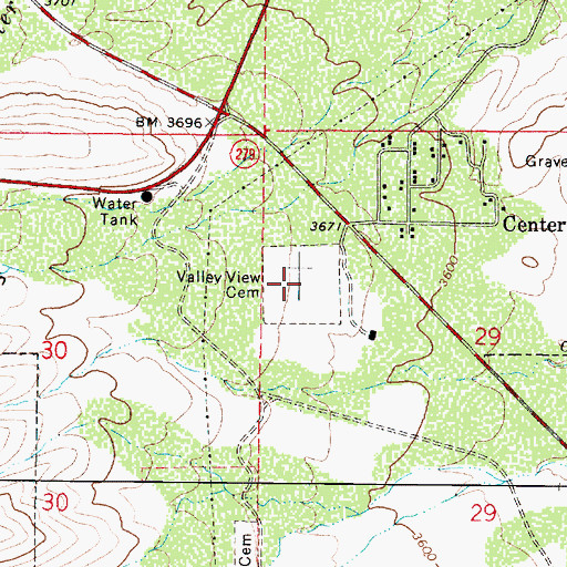 Topographic Map of Valley View Cemetery, AZ