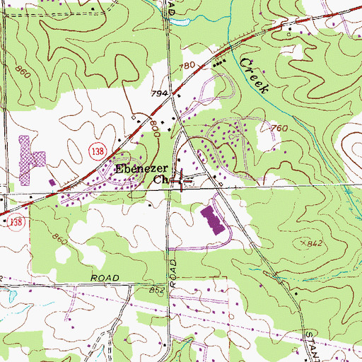 Topographic Map of Ebenezer School (historical), GA