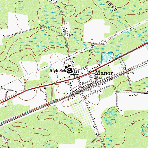 Topographic Map of Manor Church, GA
