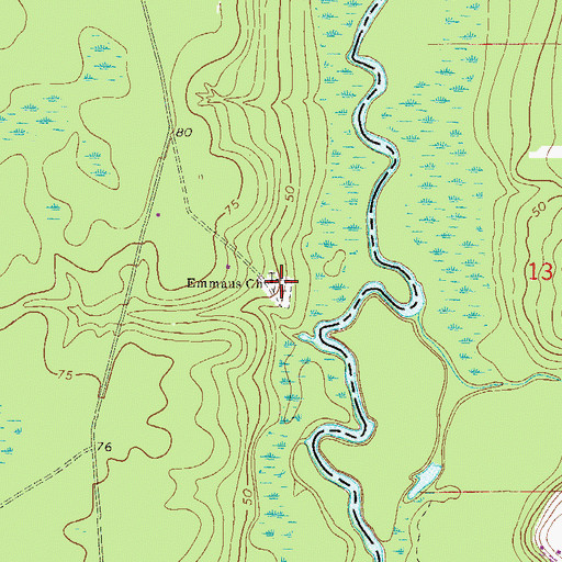 Topographic Map of Emmaus Cemetery, GA