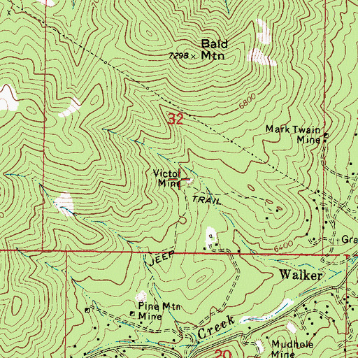 Topographic Map of Victor Mine, AZ