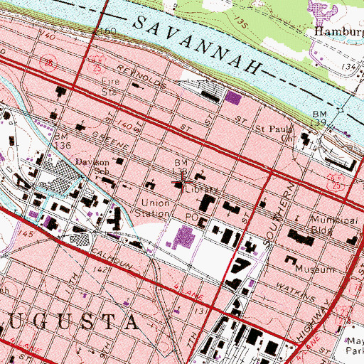 Topographic Map of Augusta-Richmond County Public Library, GA