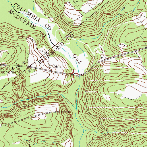 Topographic Map of Burch Mill (historical), GA