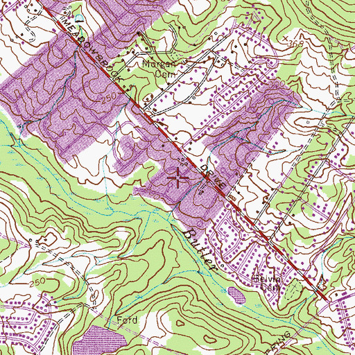 Topographic Map of Meadowbrook, GA