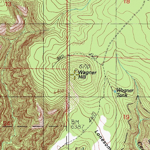 Topographic Map of Wagner Hill, AZ