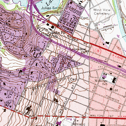 Topographic Map of Hillside Park, GA
