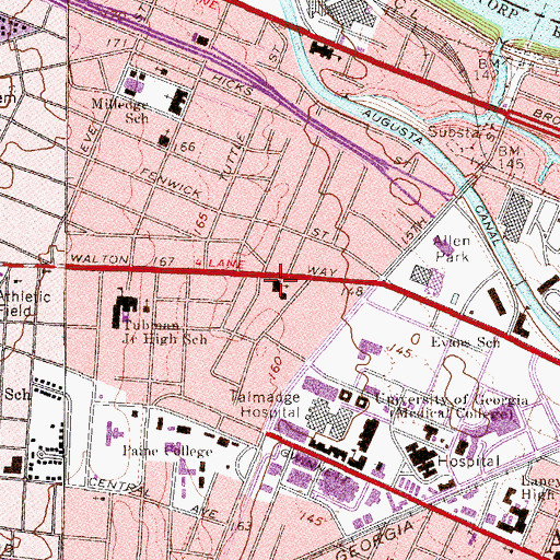 Topographic Map of Woodlawn Baptist Church, GA